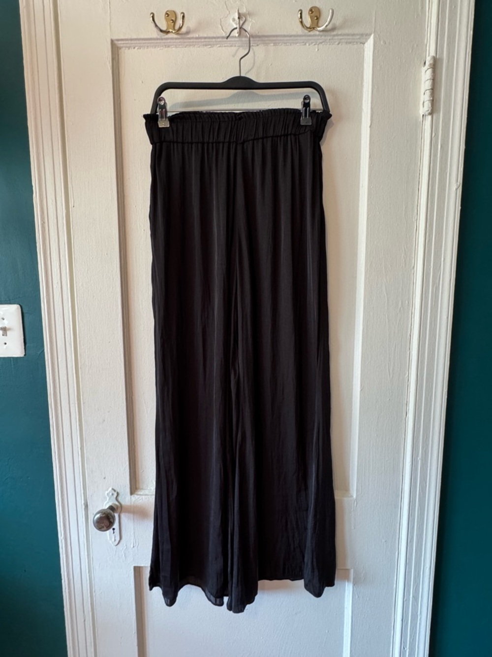 Zara Black Wide-Leg Elastic Waist Trousers